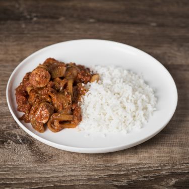 Sausage rougail with rice