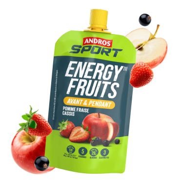 Energy fruit compote Andros Sport - Apple, strawberry, blackcurrant