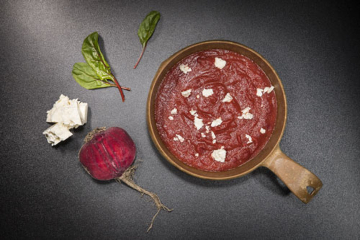 Beetroot and feta soup
