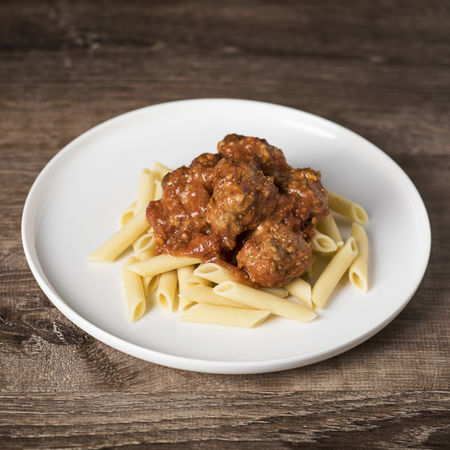 Meatballs with tomato sauce and pasta