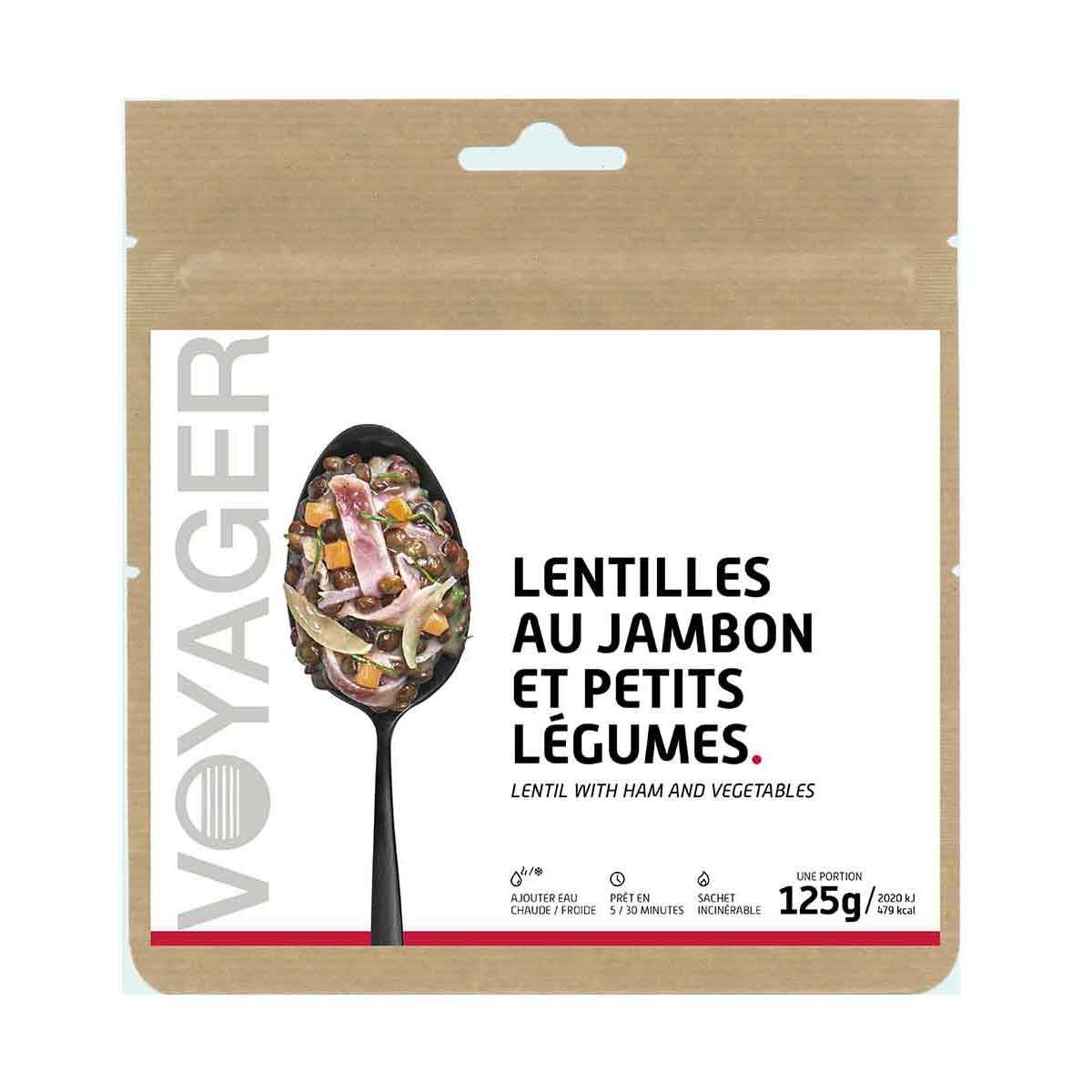 Lentils with ham and vegetables