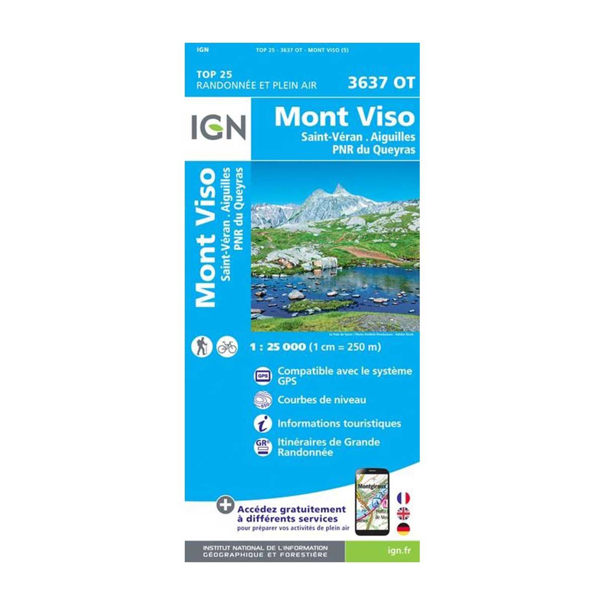 IGN Laminated map - Mont Viso