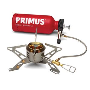 Primus OmniFuel multi-fuel stove with fuel bottle