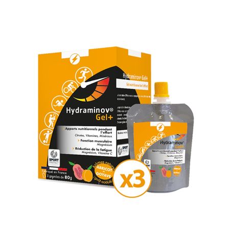 Hydraminov Gel+ - Effinov nutritional gel x 3 - Apricot, guava