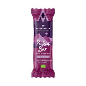 Organic protein bar Moonvalley - Raspberry coated in chocolate