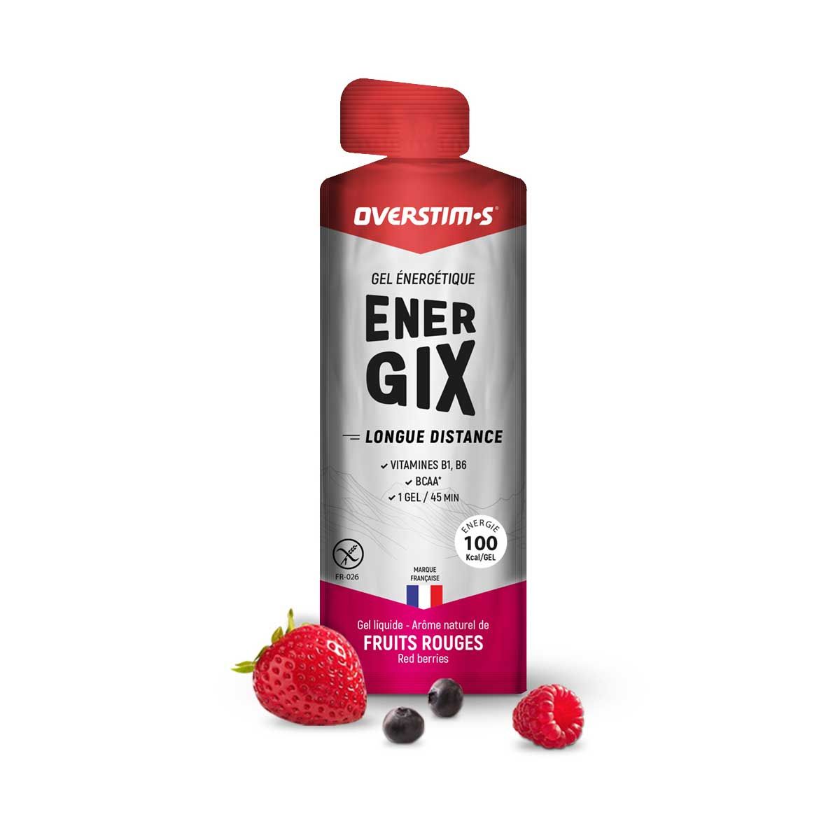 Overstim.s Energix gel - Long distance energy, BCAA - Red berries