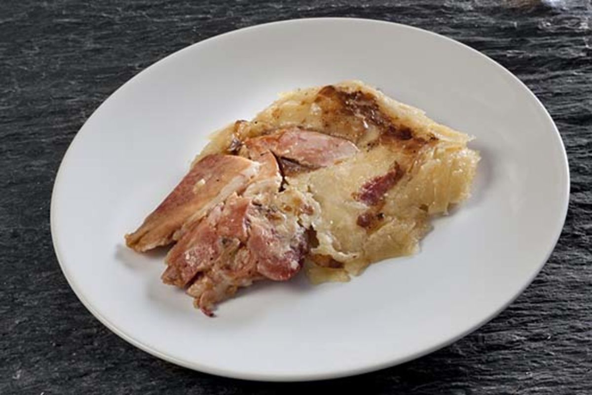 Roasted ham with gratin dauphinois